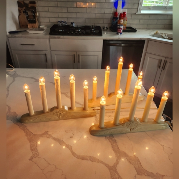 Vtg 5 Light Tiered Window Drip Candle Set of 3 Electric Candelabra Christmas - Picture 1 of 9